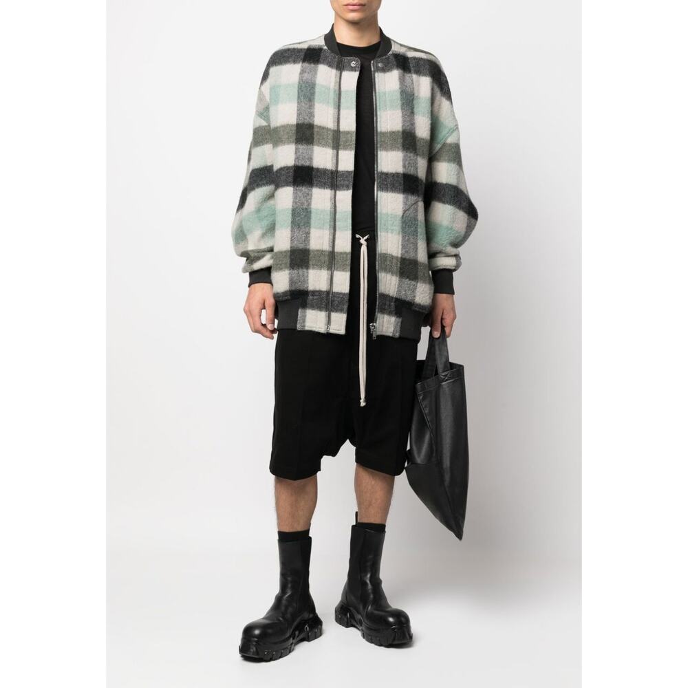 Rick Owens Pearl Plaid Zip‎ Up Jacket Wool Check Size 38 NEW